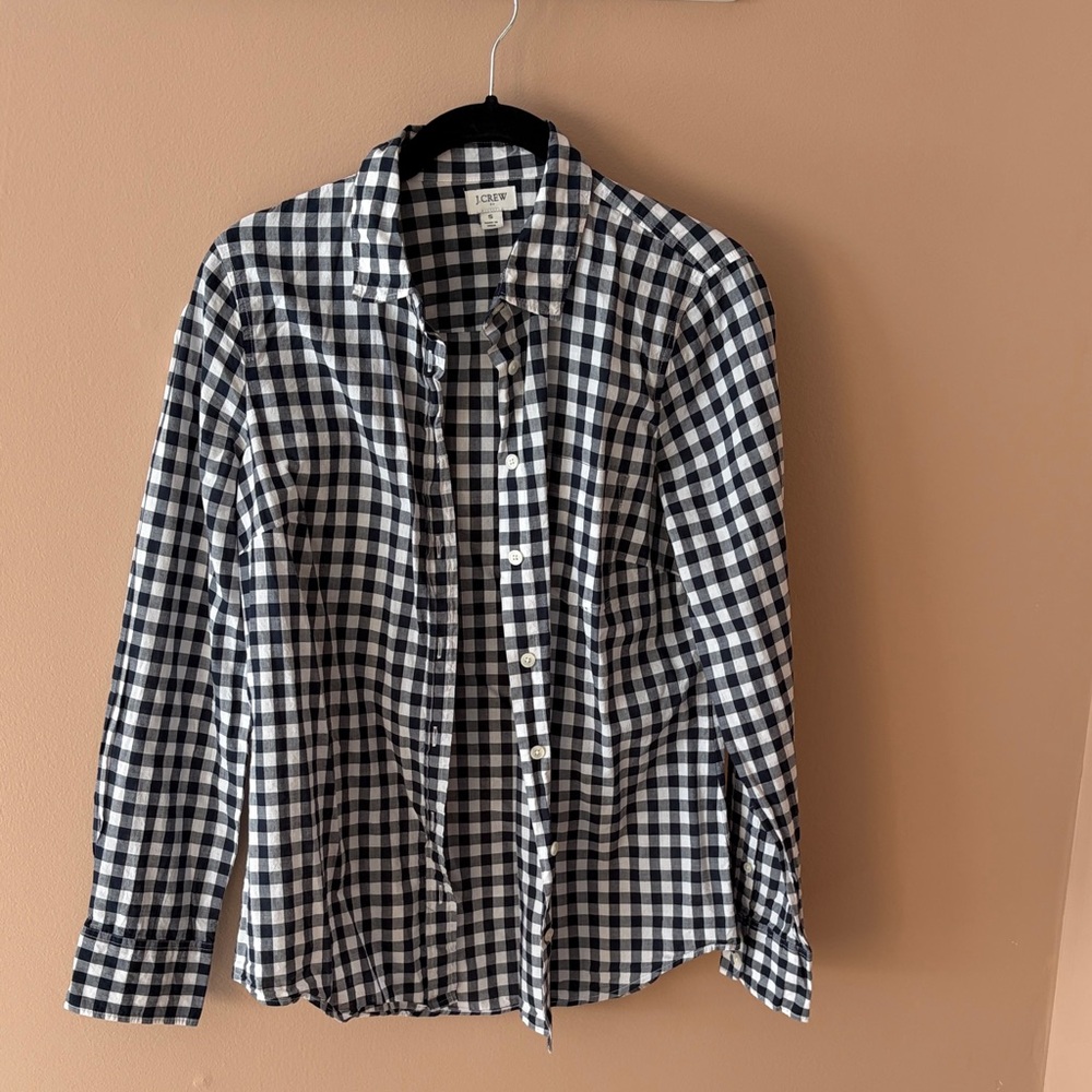 J. Crew Black and White Checkered Button Down Shirt